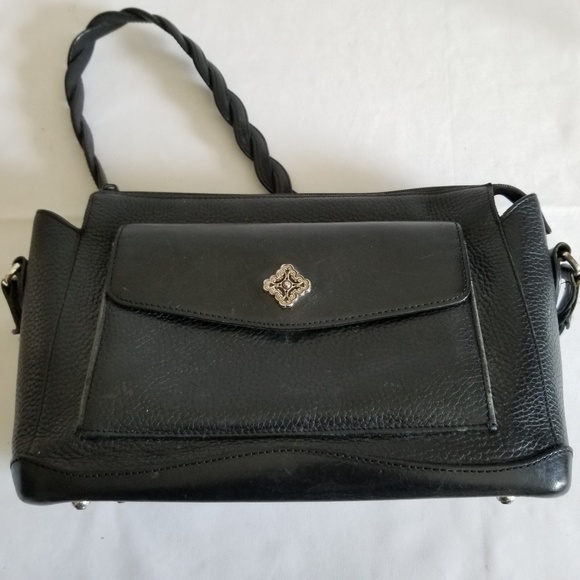 Brighton Handbags - Brighton Black Leather Shoulder Satchel Handbag